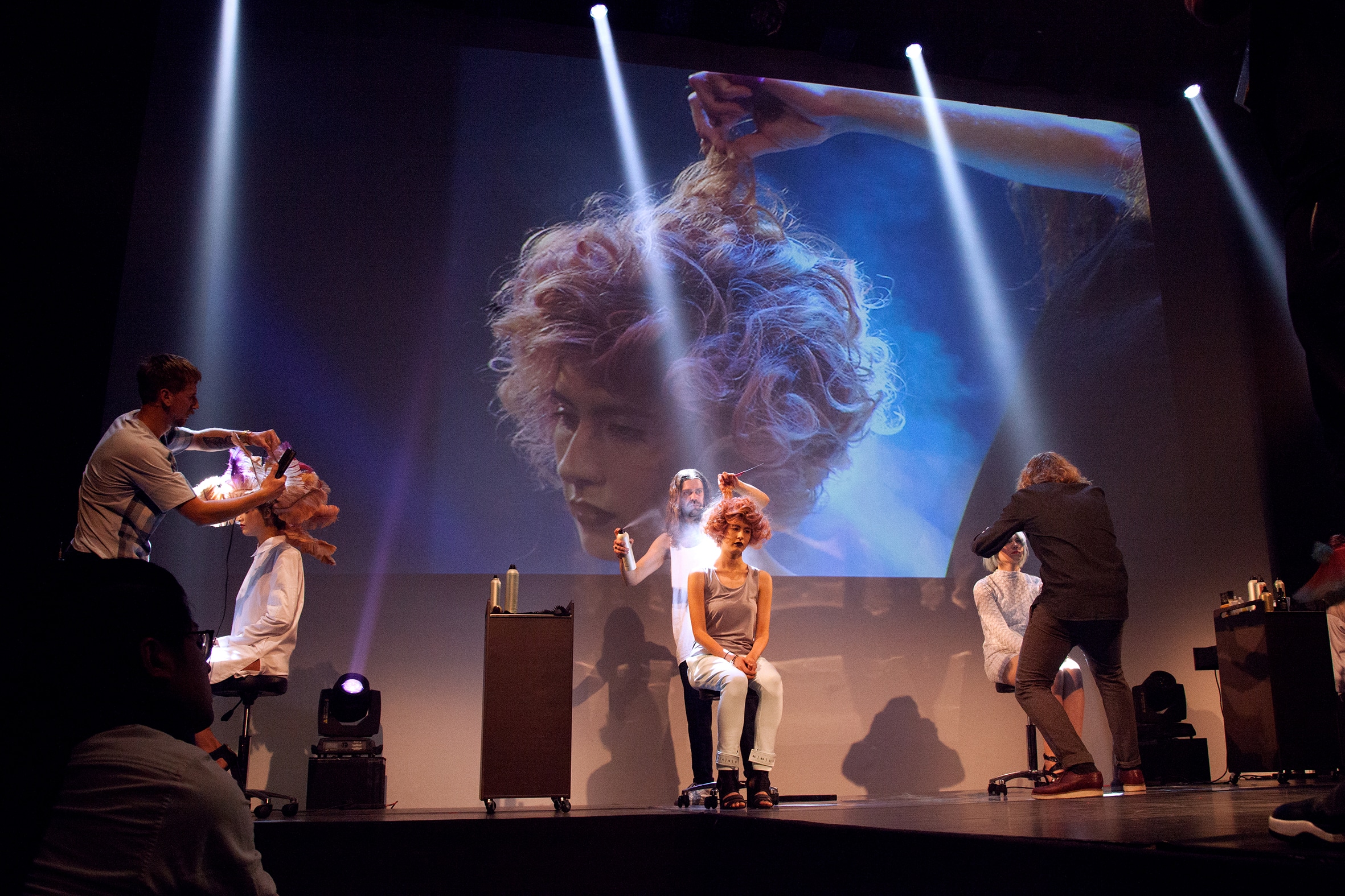 hair academy london - 3 hairdressers on stage